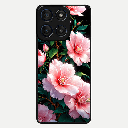  Peach Flower Glass Case For Moto Edge 60 back cover – full design glossy printed glass finish