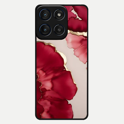  Pink And White Marble Glass Case For Moto Edge 60 back cover – full design glossy printed glass finish