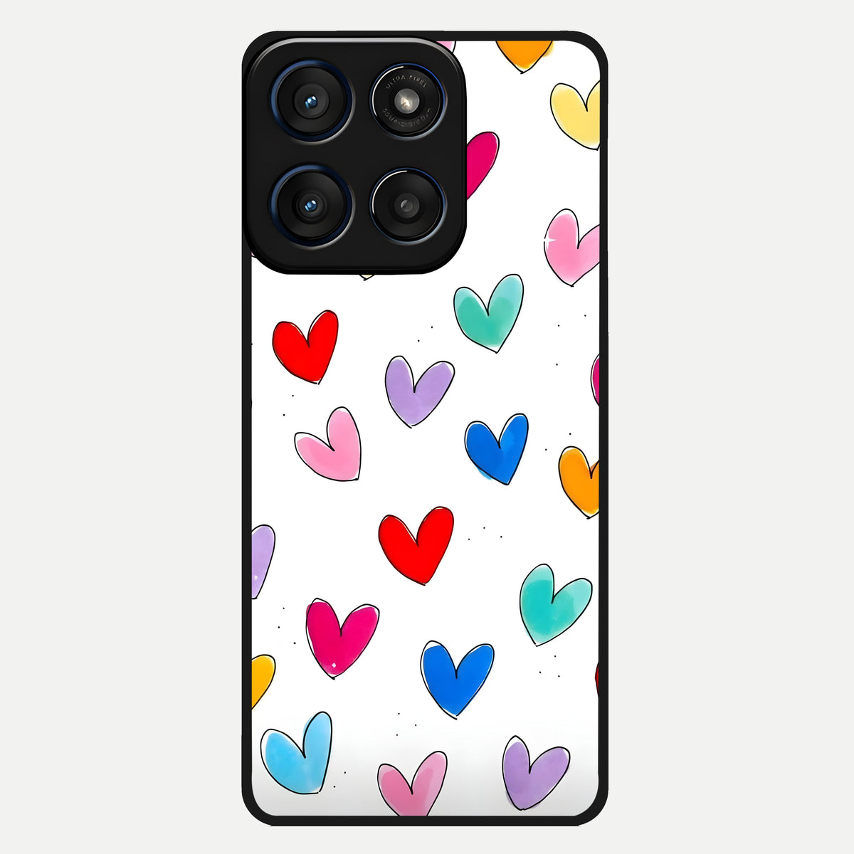  Playful Love Doodles Glass Case For Moto Edge 60 back cover – full design glossy printed glass finish