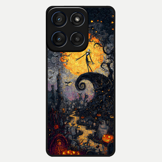  Pumpkin Moonlight Tale Glass Case For Moto Edge 60 back cover – full design glossy printed glass finish