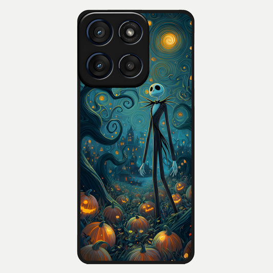  Pumpkin Moon Night Glass Case For Moto Edge 60 back cover – full design glossy printed glass finish
