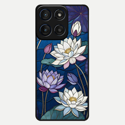  Purple Lotus Stained Glass Case For Moto Edge 60 back cover – full design glossy printed glass finish