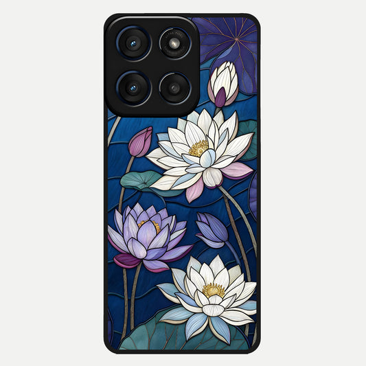  Purple Lotus Stained Glass Case For Moto Edge 60 back cover – full design glossy printed glass finish