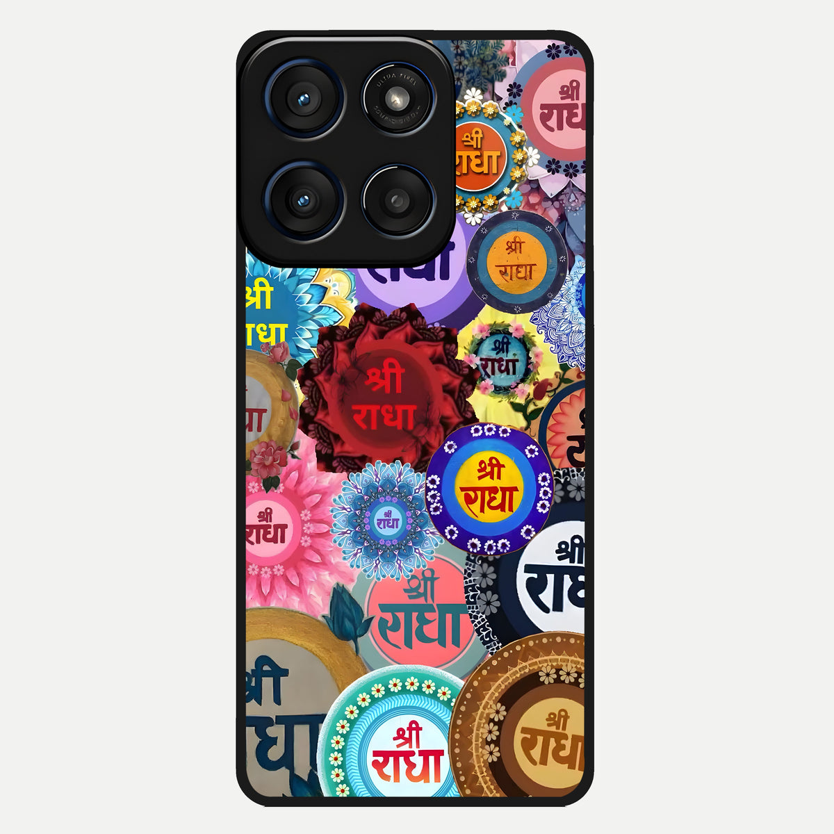  Radha Divine Bloom Glass Case For Moto Edge 60 back cover – full design glossy printed glass finish