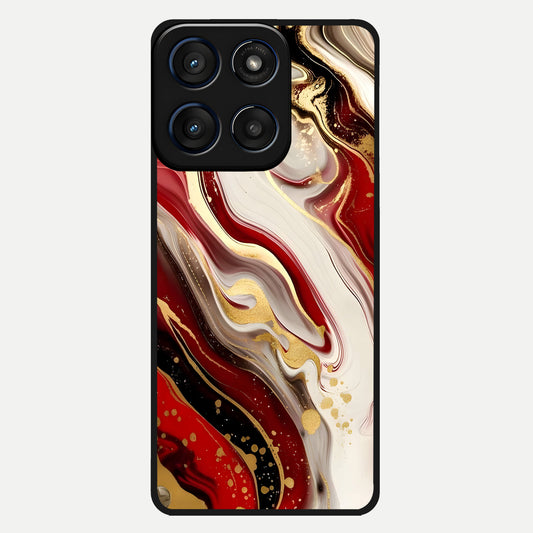  Red And White Marble Glass Case For Moto Edge 60 back cover – full design glossy printed glass finish