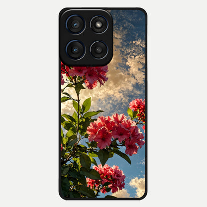  Red Bloom Skies Glass Case For Moto Edge 60 back cover – full design glossy printed glass finish