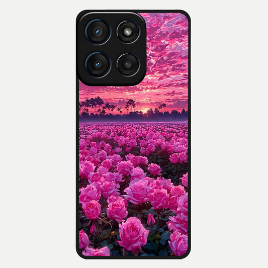  Rose Sunset Valley Glass Case For Moto Edge 60 back cover – full design glossy printed glass finish