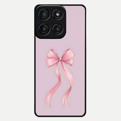  Soft Blush Bow Glass Case For Moto Edge 60 back cover – full design glossy printed glass finish