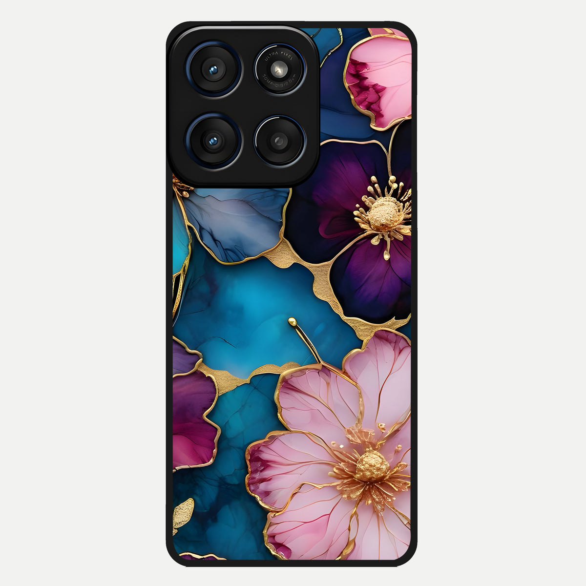  Sparkle Floral Glass Case For Moto Edge 60 back cover – full design glossy printed glass finish