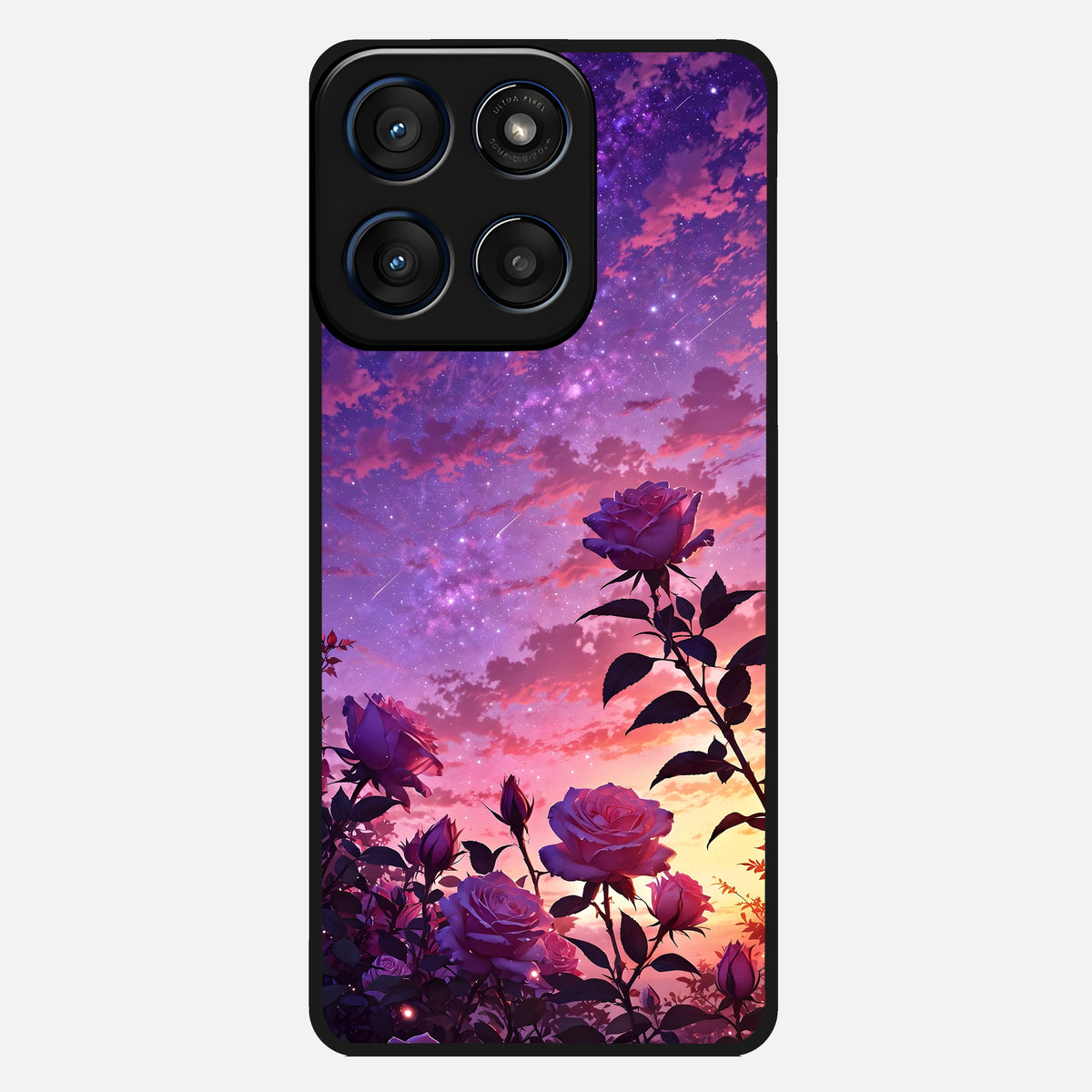  Starlit Rose Twilight Glass Case For Moto Edge 60 back cover – full design glossy printed glass finish