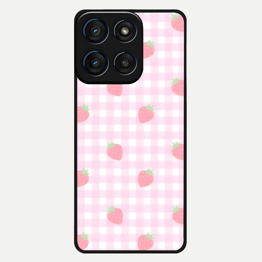  Strawberry Picnic Love Glass Case For Moto Edge 60 back cover – full design glossy printed glass finish