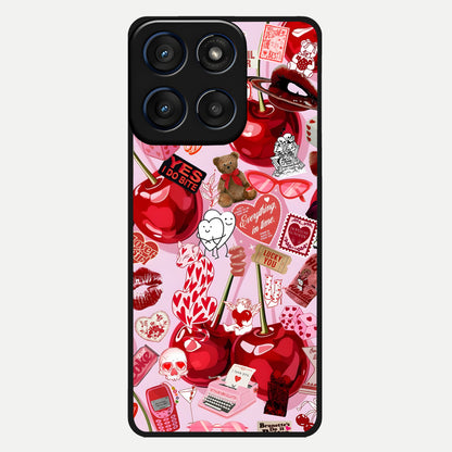  Sweet Cherry Chaos Glass Case For Moto Edge 60 back cover – full design glossy printed glass finish