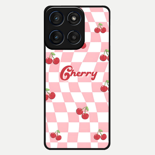  Sweet Cherry Vibes Glass Case For Moto Edge 60 back cover – full design glossy printed glass finish