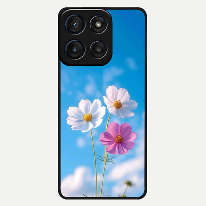  Tripple Flowers With Sky Glass Case For Moto Edge 60 back cover – full design glossy printed glass finish