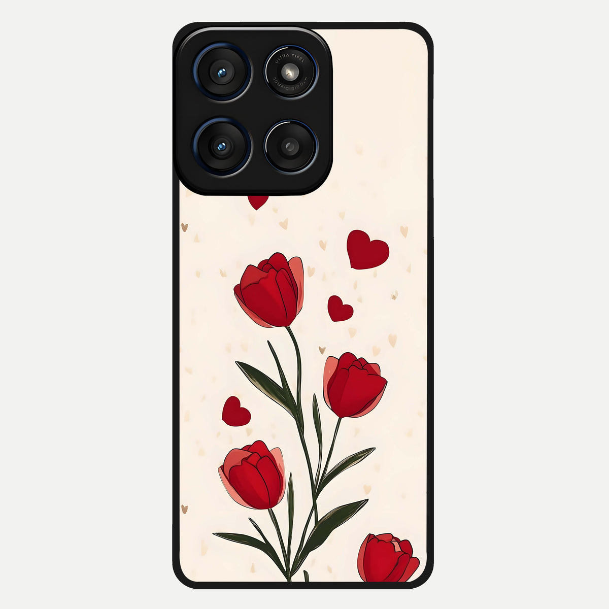  Tulip With Heart Glass Case For Moto Edge 60 back cover – full design glossy printed glass finish