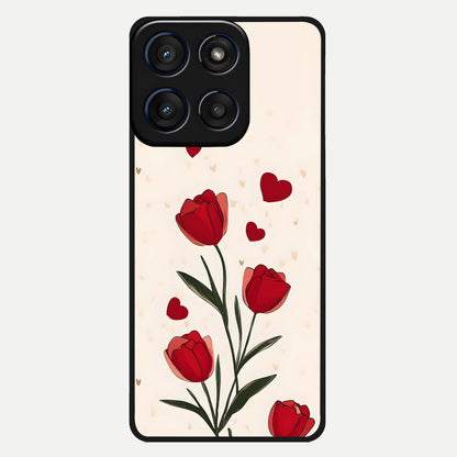  Tulip With Heart Glass Case For Moto Edge 60 back cover – full design glossy printed glass finish
