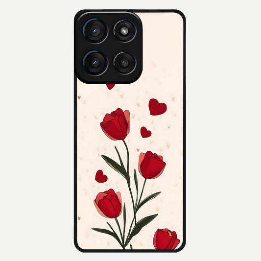  Tulip With Heart Glass Case For Moto Edge 60 back cover – full design glossy printed glass finish