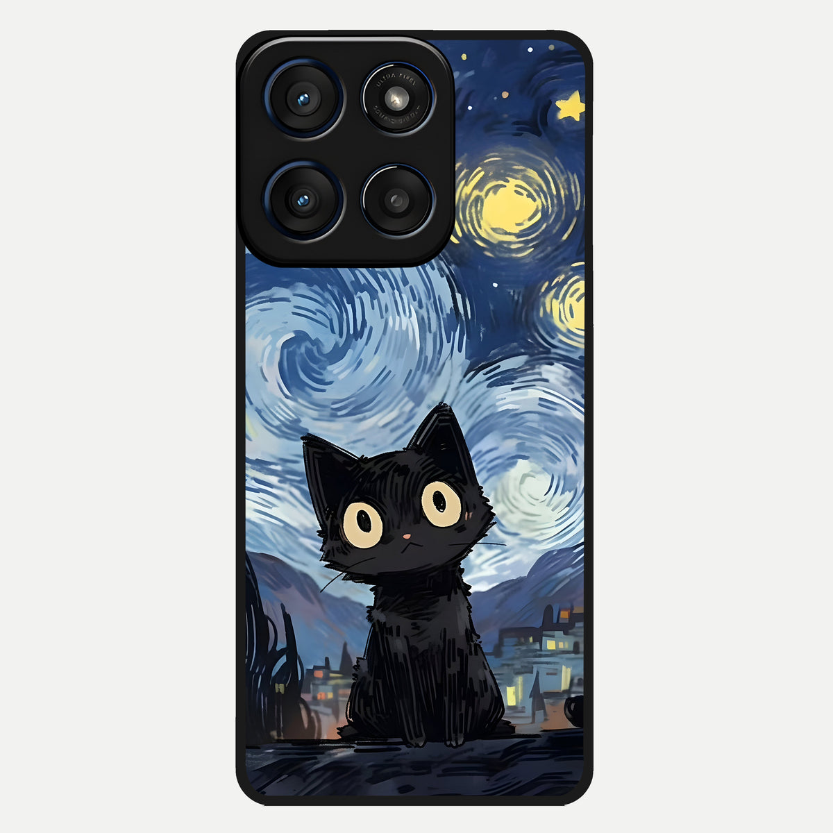  Van Gogh Cat Glass Case For Moto Edge 60 back cover – full design glossy printed glass finish