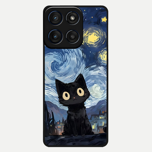 Van Gogh Cat Glass Case For Moto Edge 60 back cover – full design glossy printed glass finish