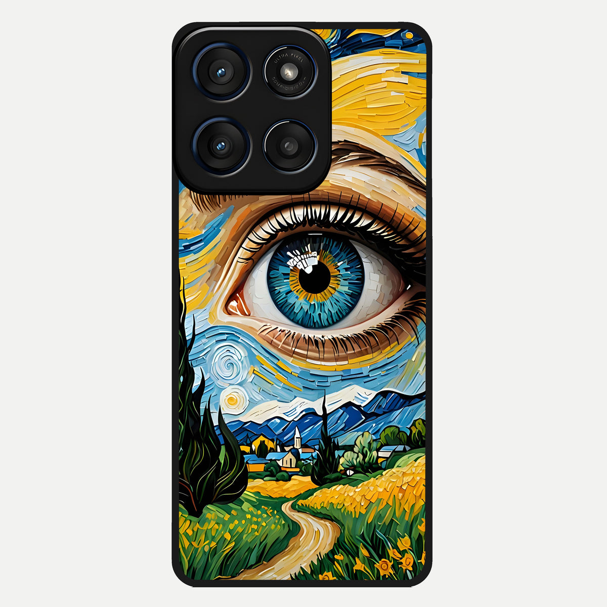  Van Gogh Eye Glass Case For Moto Edge 60 back cover – full design glossy printed glass finish