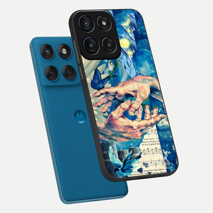  Aesthetic Divider phone case For Moto Edge 60 showing premium glass back cover with detailed artwork