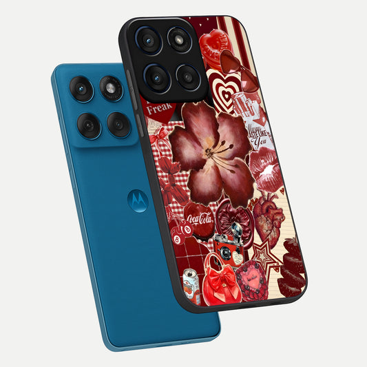  Aesthetic Little Freak phone case For Moto Edge 60 showing premium glass back cover with detailed artwork