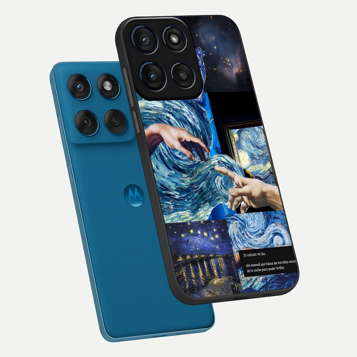  Aesthetic Vando Hands phone case For Moto Edge 60 showing premium glass back cover with detailed artwork