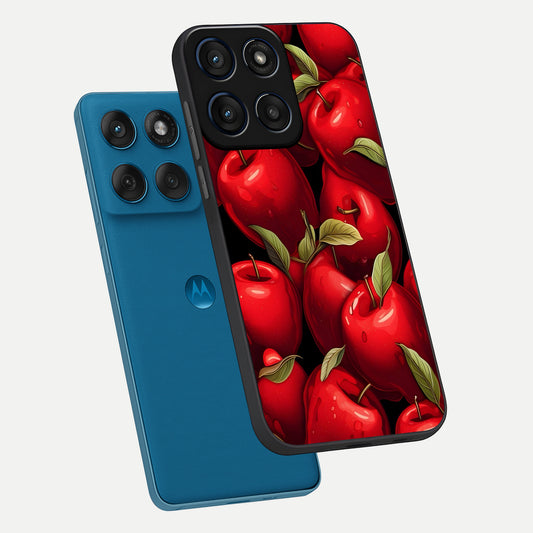  Apple Pattern phone case For Moto Edge 60 showing premium glass back cover with detailed artwork