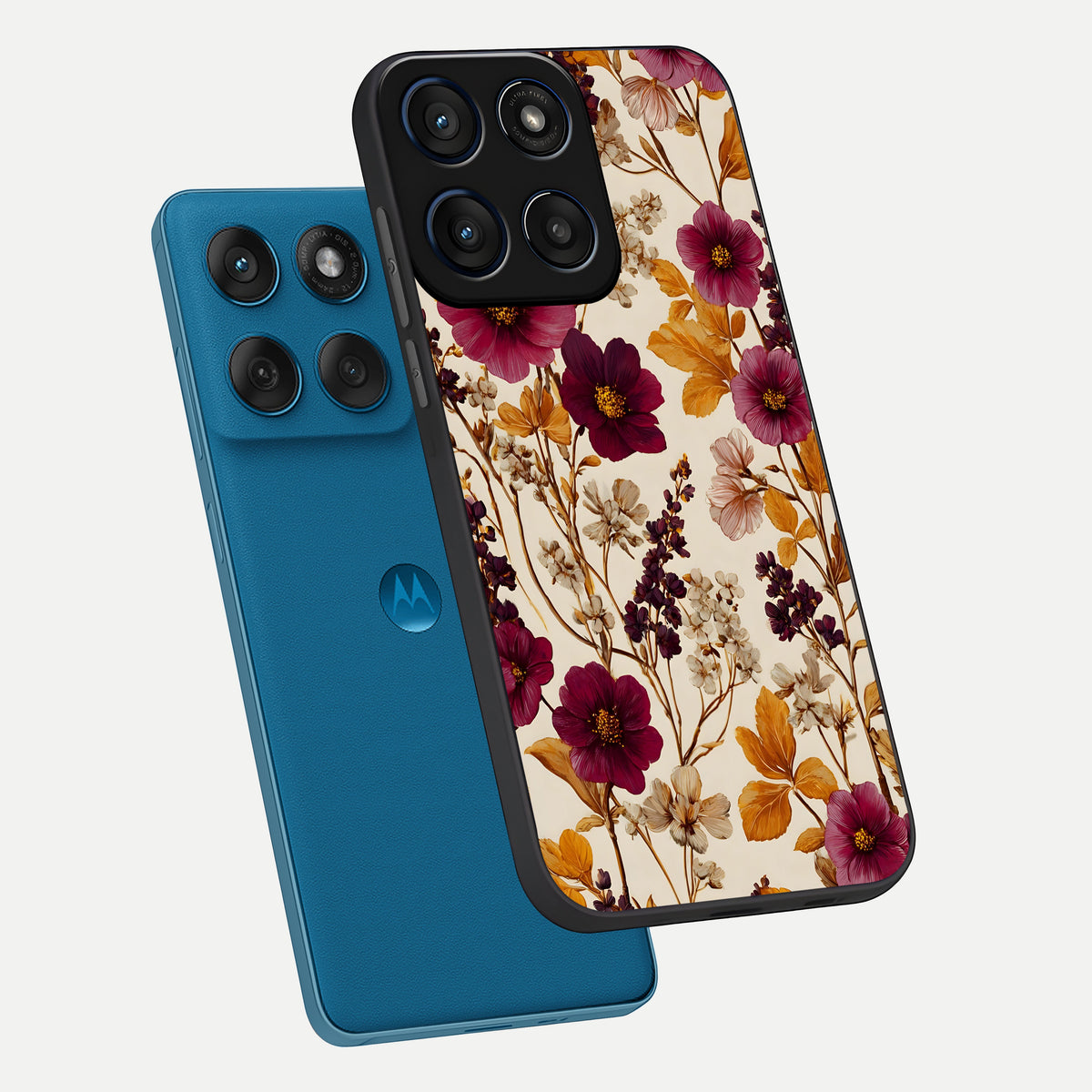  Autumn Wine Bloom phone case For Moto Edge 60 showing premium glass back cover with detailed artwork