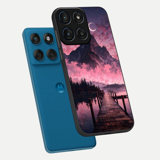  Beautiful Mountain View phone case For Moto Edge 60 showing premium glass back cover with detailed artwork