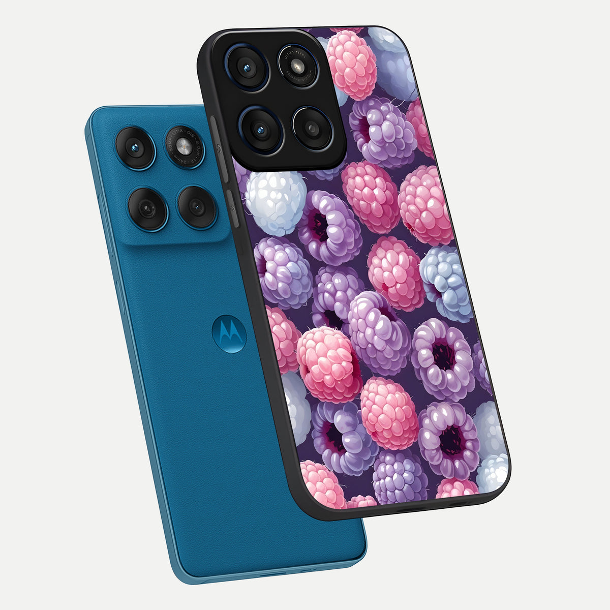  Berry Candy Pop phone case For Moto Edge 60 showing premium glass back cover with detailed artwork