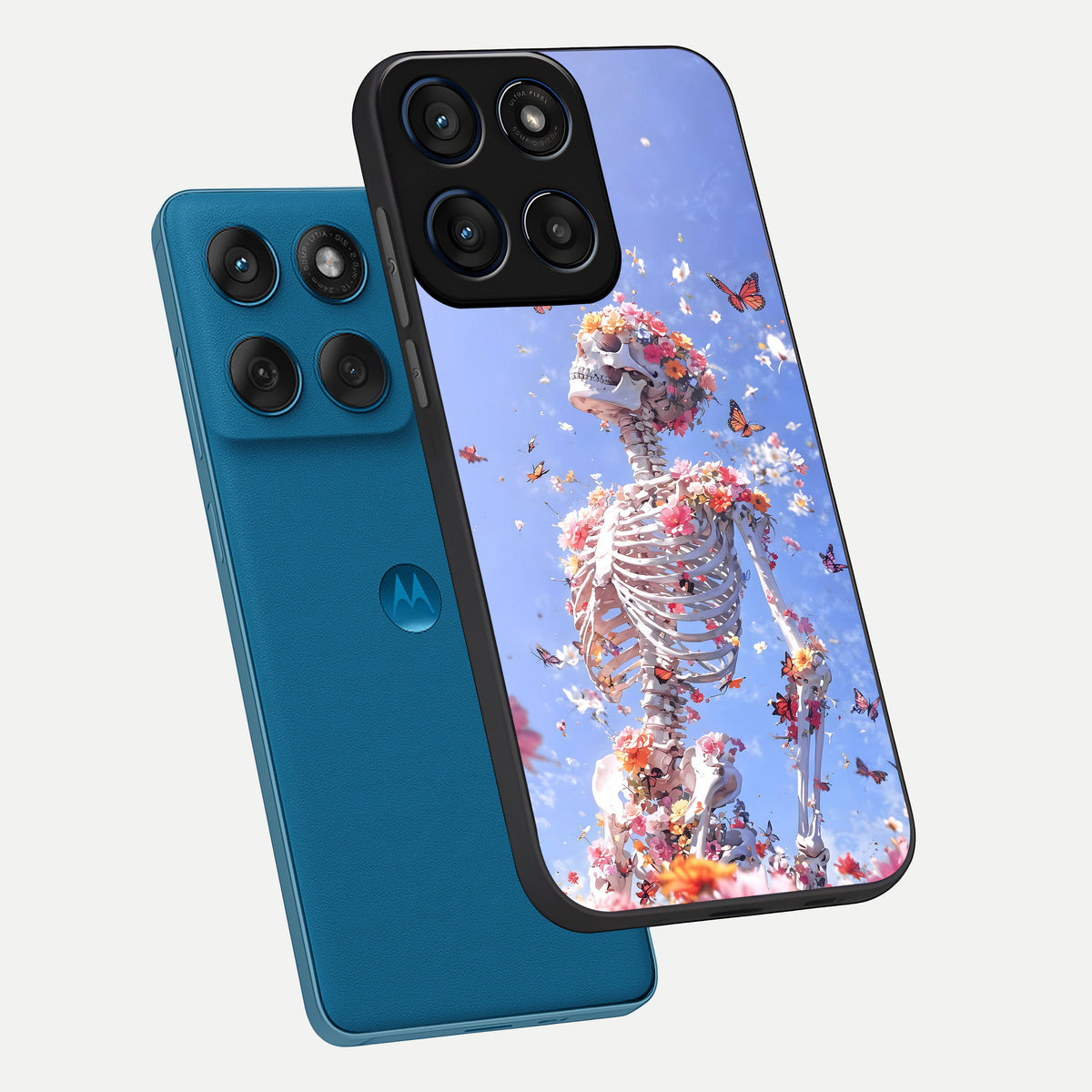 Bloom Beyond Bones phone case For Moto Edge 60 showing premium glass back cover with detailed artwork