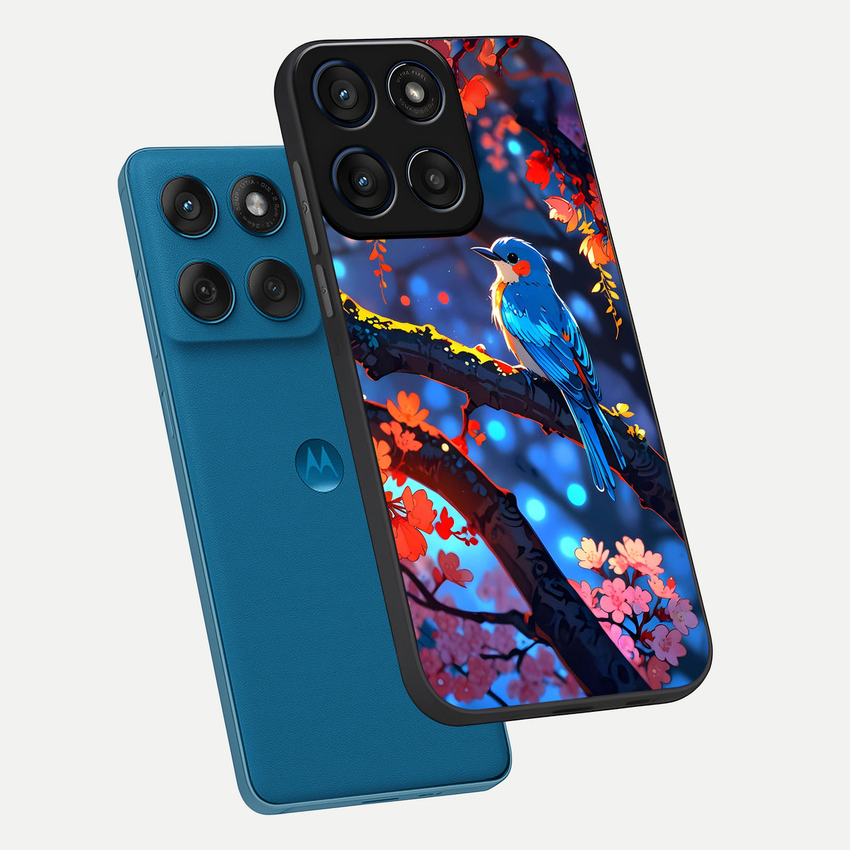  Blooming Water Drift phone case For Moto Edge 60 showing premium glass back cover with detailed artwork