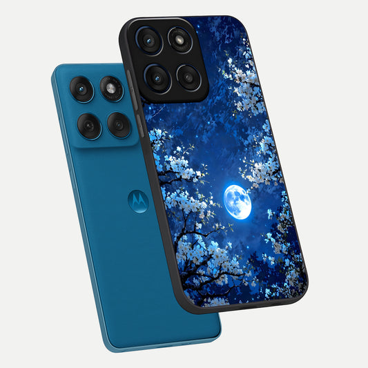  Blossom Moonlight Sky phone case For Moto Edge 60 showing premium glass back cover with detailed artwork