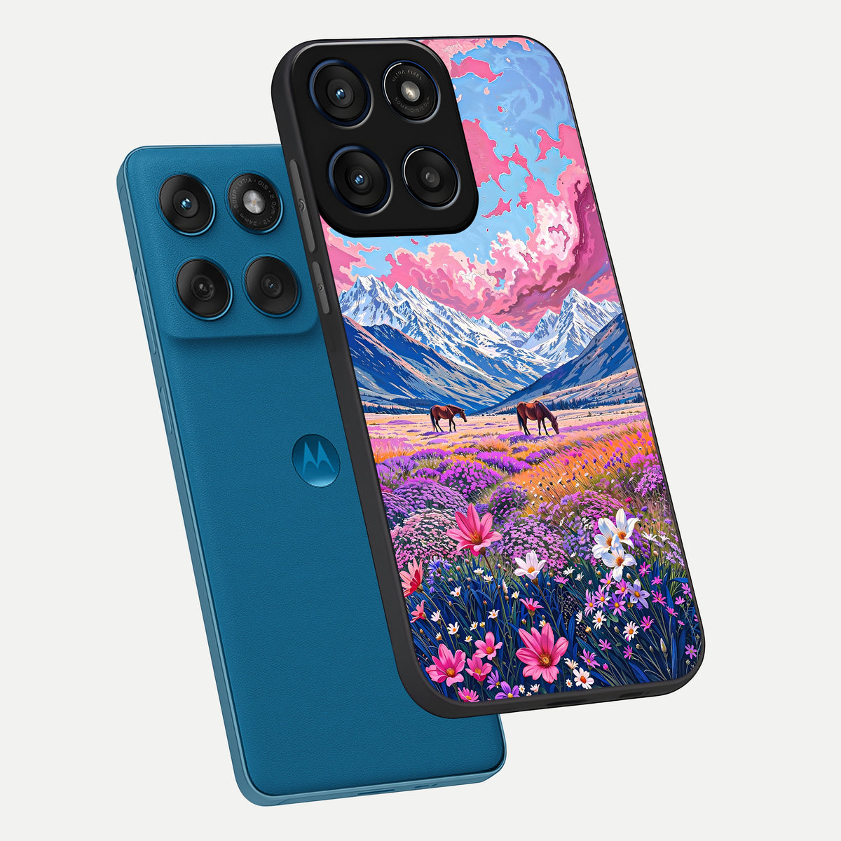  Blossom Valley Dream phone case For Moto Edge 60 showing premium glass back cover with detailed artwork