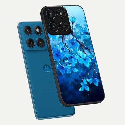  Blue Blossoms Branch phone case For Moto Edge 60 showing premium glass back cover with detailed artwork