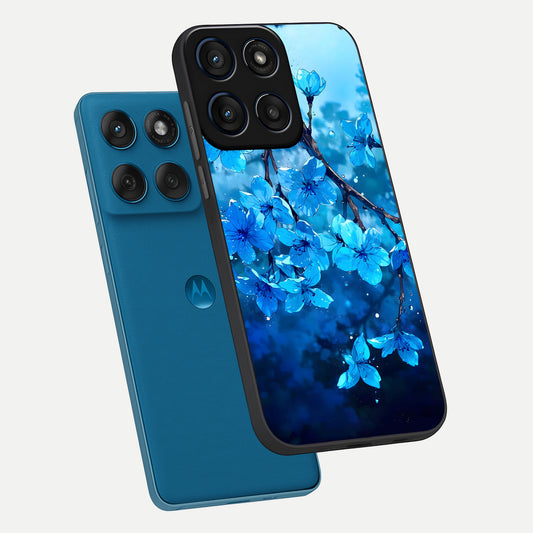  Blue Blossoms Branch phone case For Moto Edge 60 showing premium glass back cover with detailed artwork