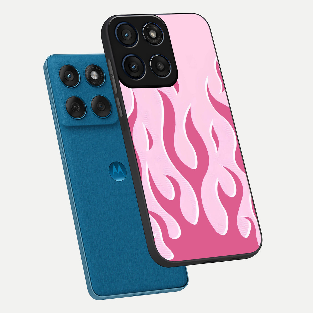  Blush Flame Energy phone case For Moto Edge 60 showing premium glass back cover with detailed artwork