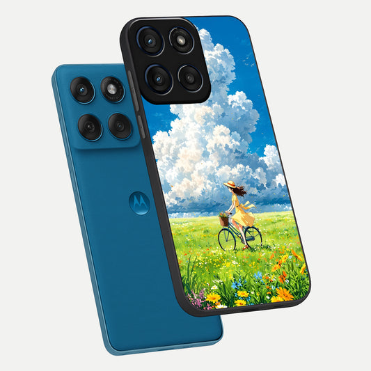  Breezy Meadow Ride phone case For Moto Edge 60 showing premium glass back cover with detailed artwork