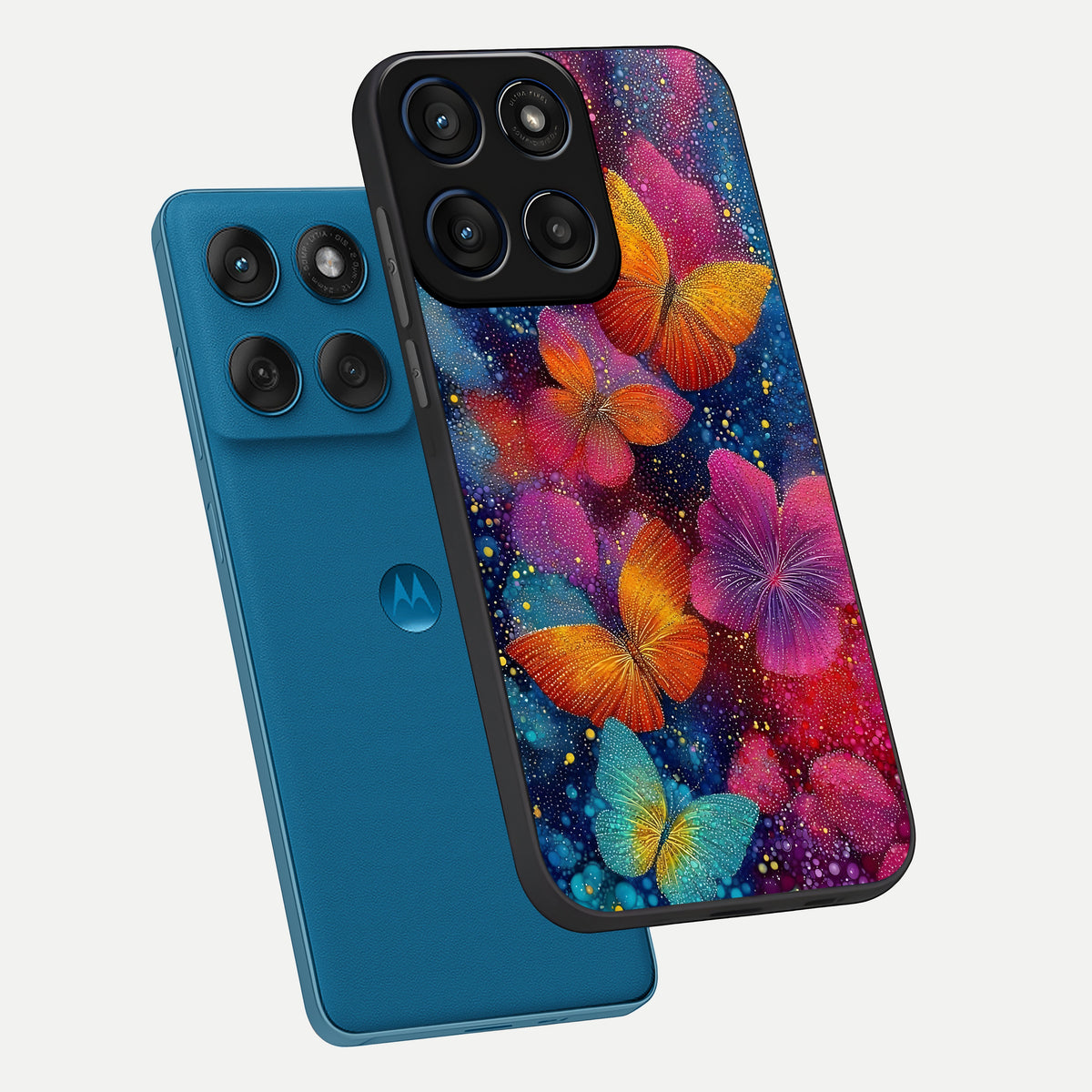  Butterfly Dream Mist phone case For Moto Edge 60 showing premium glass back cover with detailed artwork
