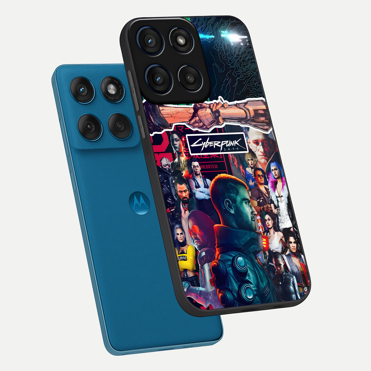  CYBERPUNK Legacy phone case For Moto Edge 60 showing premium glass back cover with detailed artwork