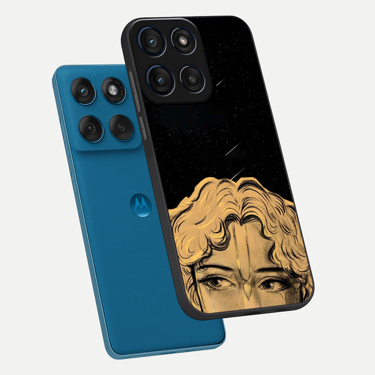  Celestial Gods Plan phone case For Moto Edge 60 showing premium glass back cover with detailed artwork