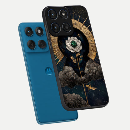  Celestial Lotus Morang phone case For Moto Edge 60 showing premium glass back cover with detailed artwork