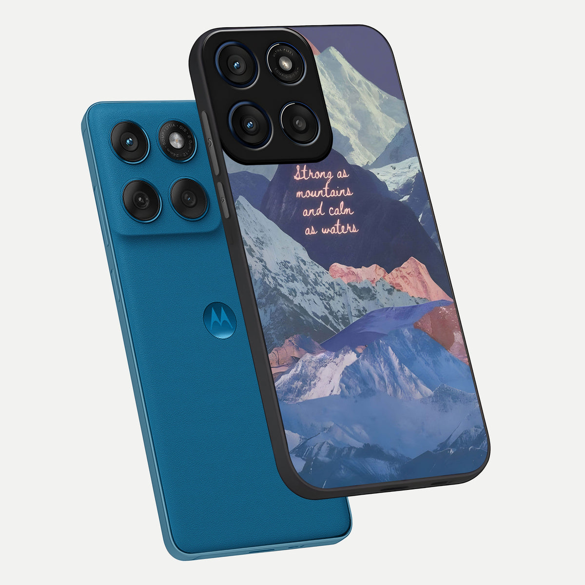  Celestial Mountain Calm phone case For Moto Edge 60 showing premium glass back cover with detailed artwork