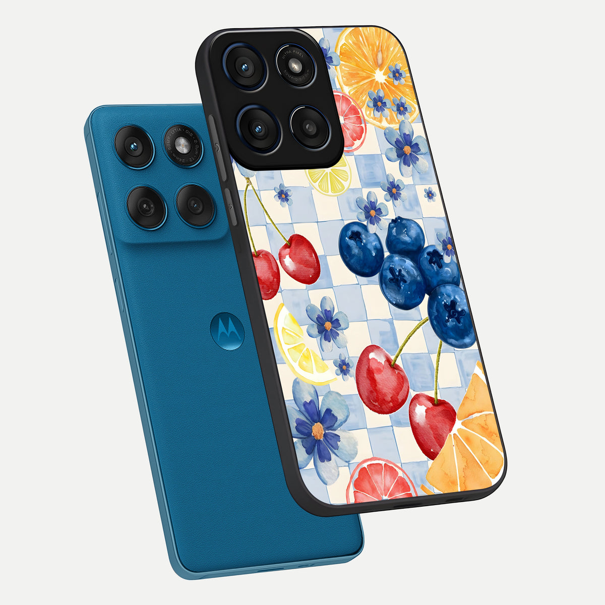  Citrus Bloom Joy phone case For Moto Edge 60 showing premium glass back cover with detailed artwork