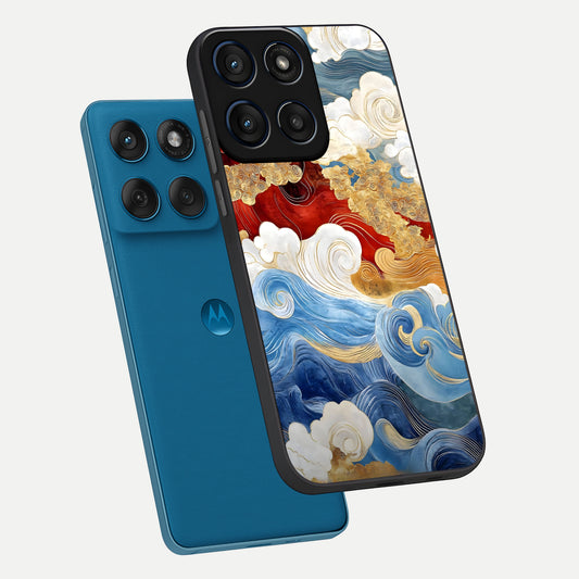  Colored Waves phone case For Moto Edge 60 showing premium glass back cover with detailed artwork