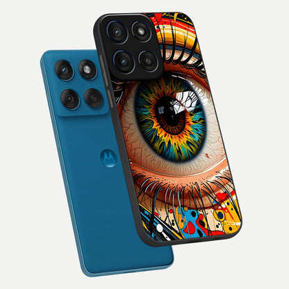  Colorful Eye phone case For Moto Edge 60 showing premium glass back cover with detailed artwork