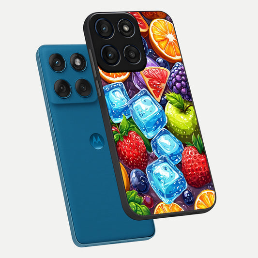  Colorful Fruits with Ice phone case For Moto Edge 60 showing premium glass back cover with detailed artwork