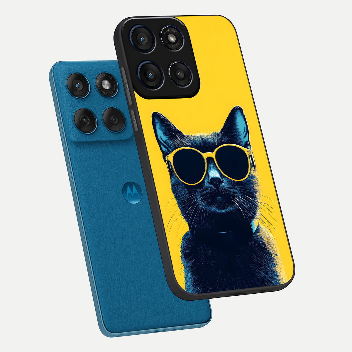  Cool Cat Vibes phone case For Moto Edge 60 showing premium glass back cover with detailed artwork