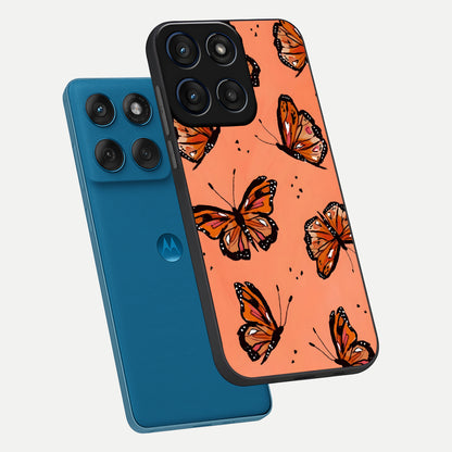  Coral Wing Butterfly phone case For Moto Edge 60 showing premium glass back cover with detailed artwork